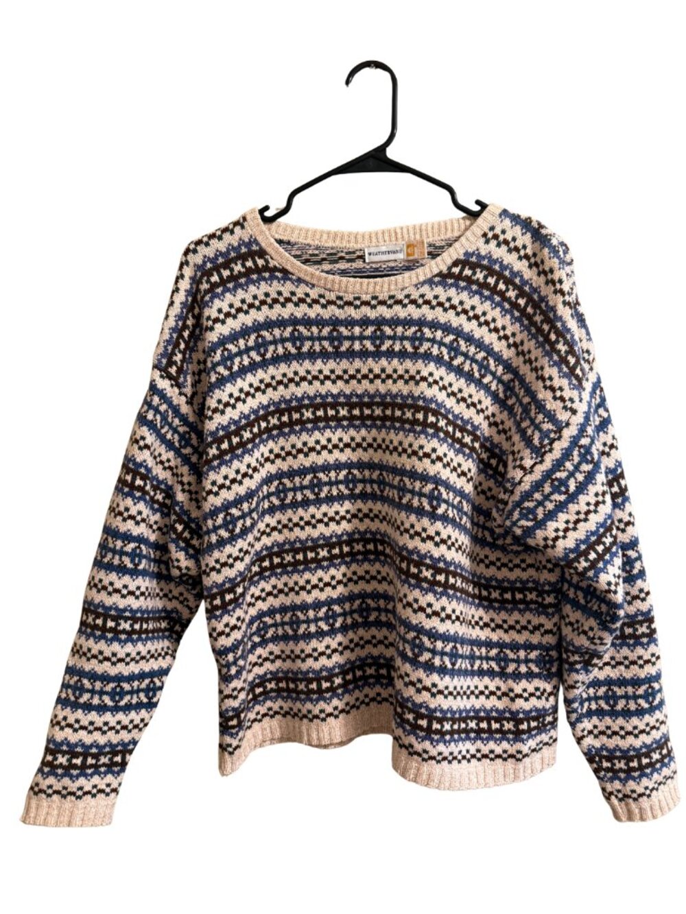 Vintage Weathervane Spring Sweater Cropped Cotton Fair Isle Knit